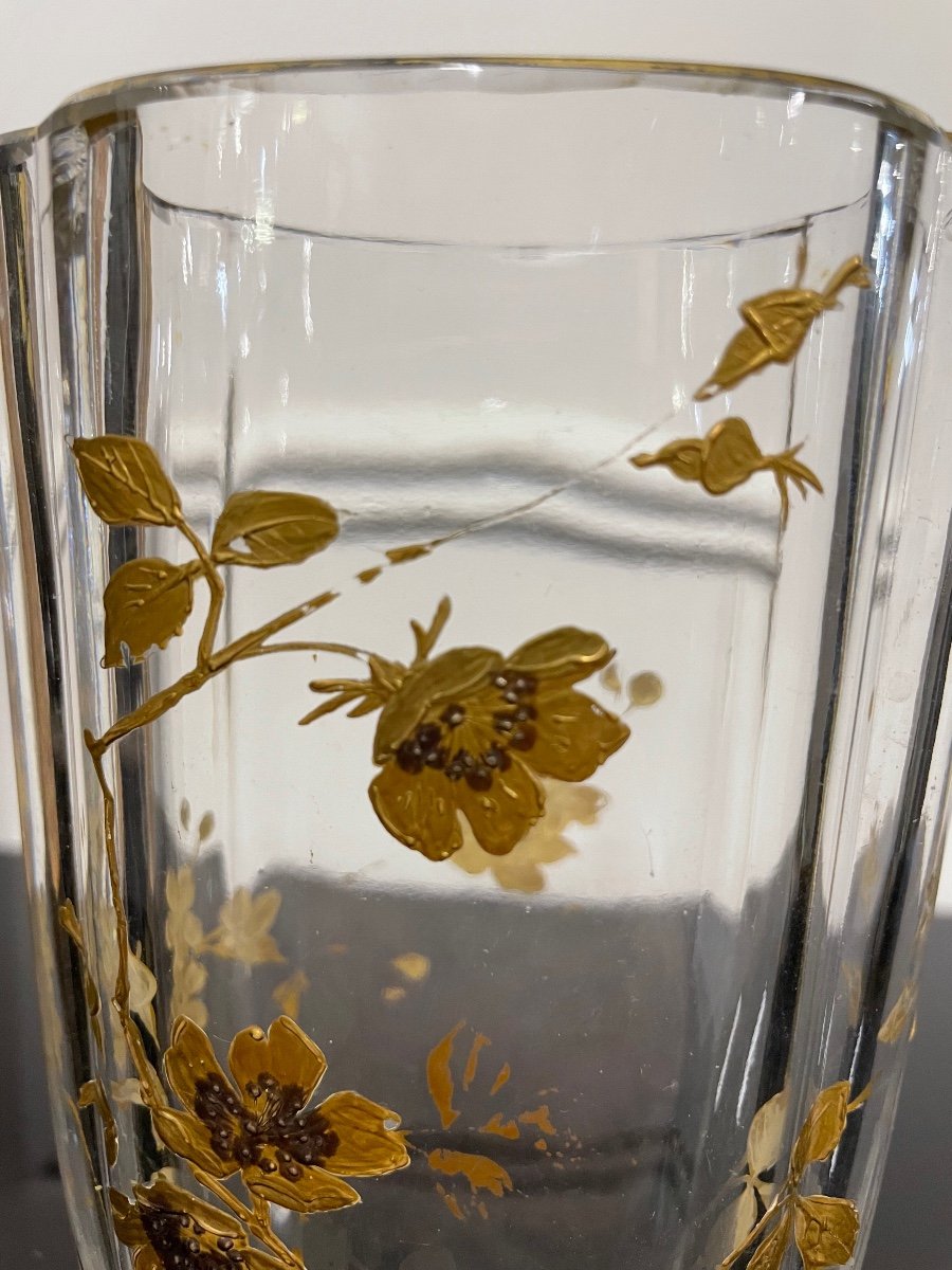 Baccarat - Escalier De Cristal Vase Japonisant En Cristal Doré -photo-1